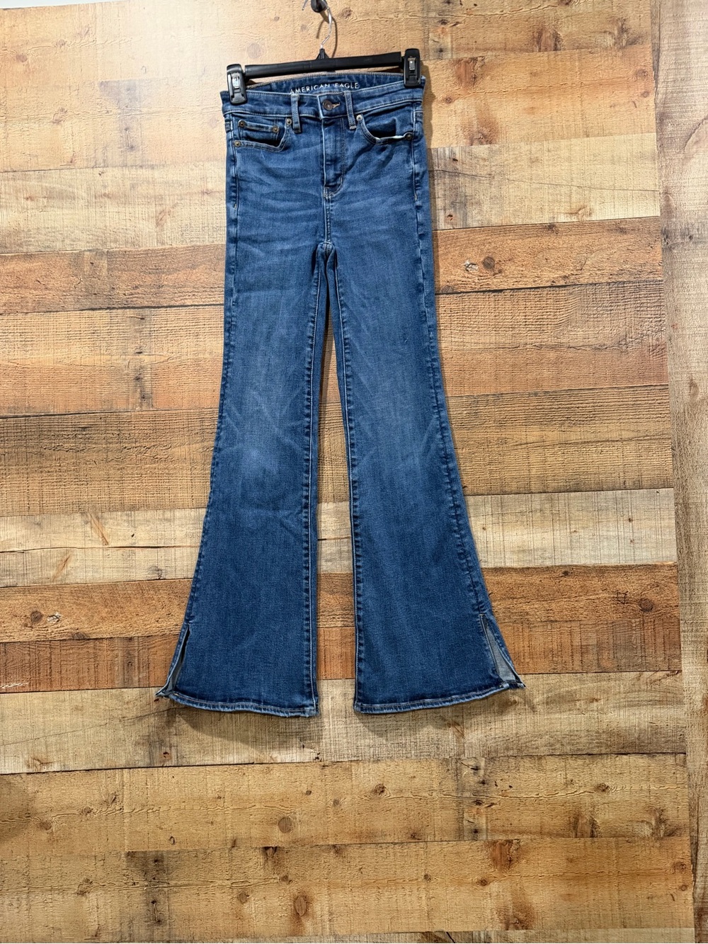 American Eagle Dark Blue Super High-Rise Flare Stretch Jeans Size 00 Regular